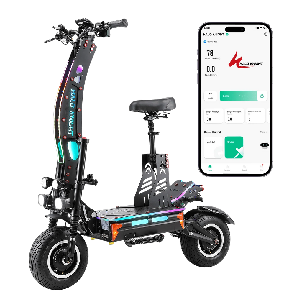 HALO KNIGHT T107Max 72V 8000W 50AH Double scooter électrique à moteur