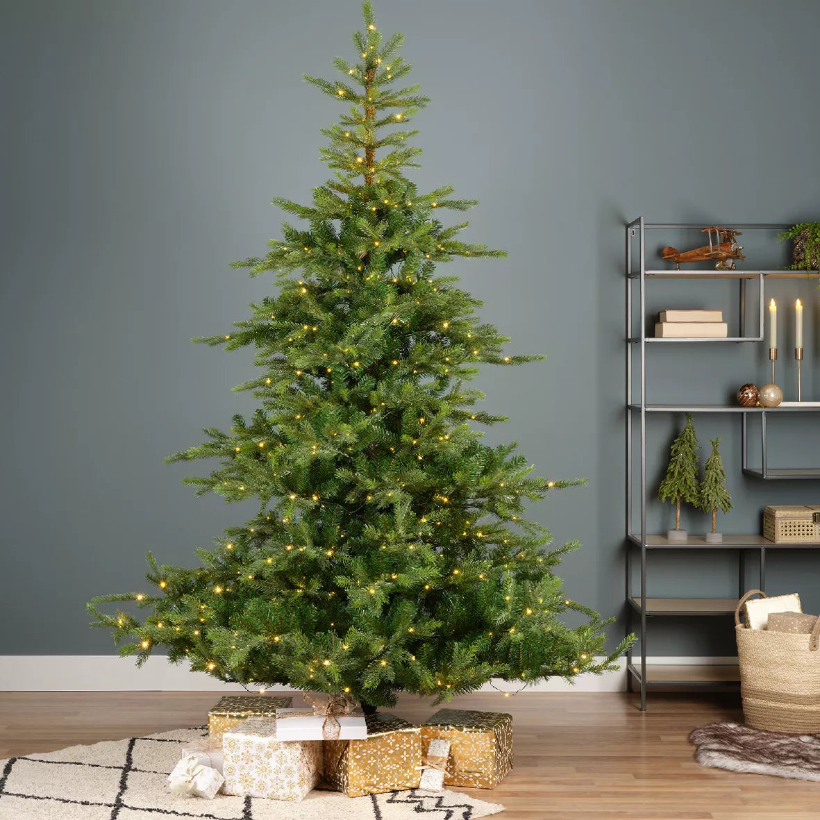 Sapin de Noël artificiel lumineux 250 LED (H150 cm) Glorious Vert sapin