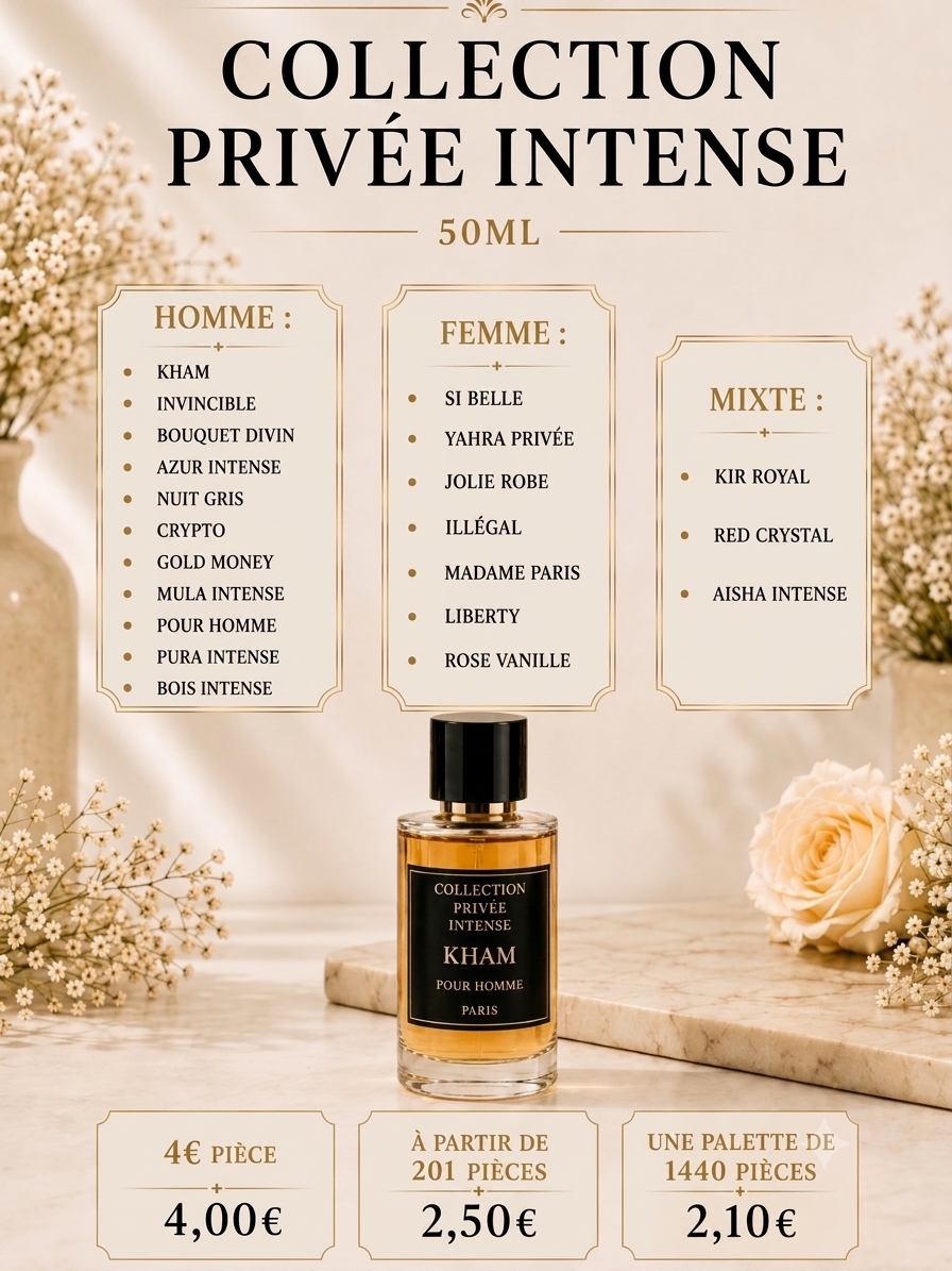 COLLECTION PRIVÉE INTENSE (50ML) : L'ÉLÉGANCE À PRIX GROSSISTE