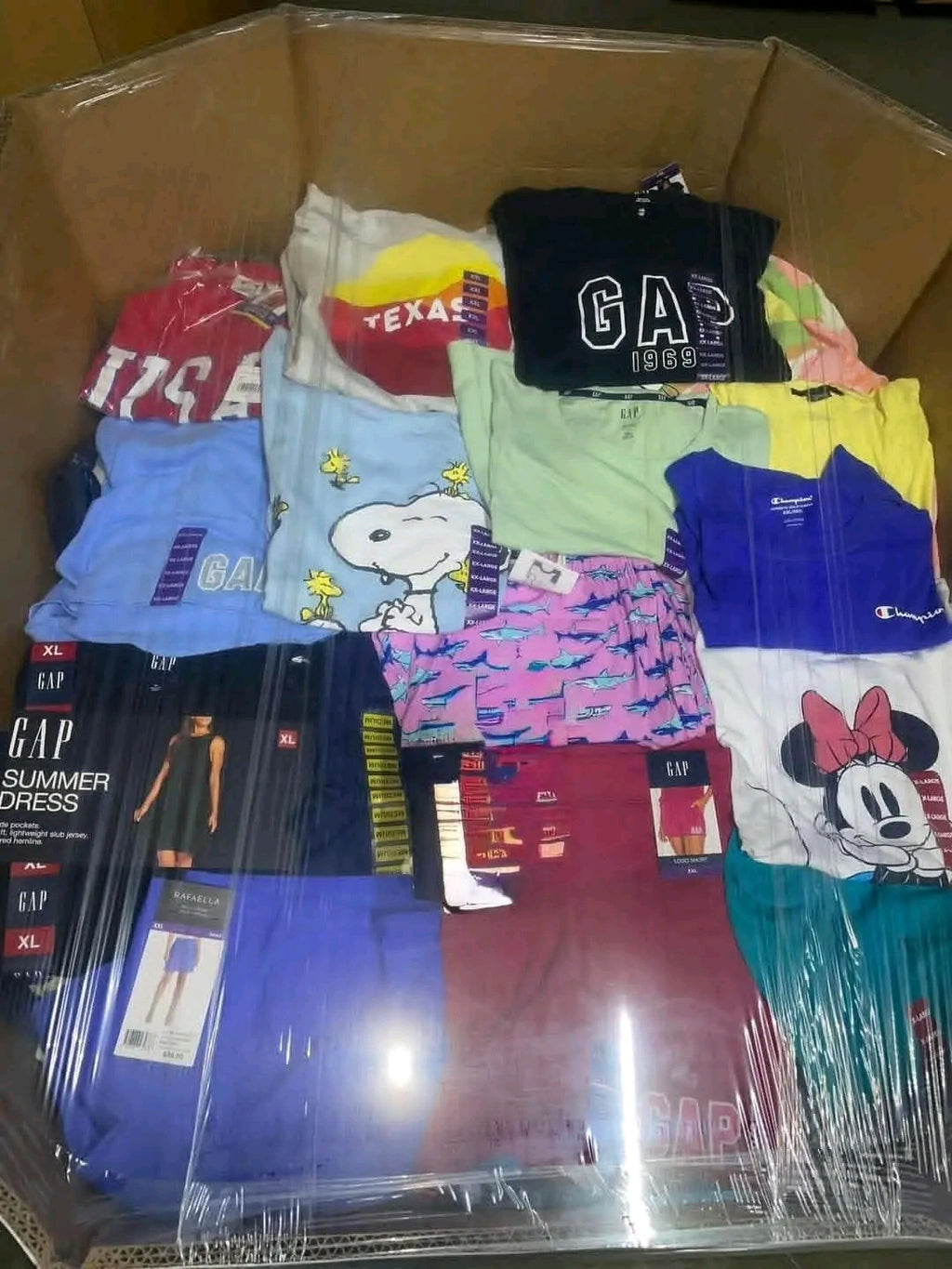 Palettes de Vêtements Multi-Marques Neufs (GAP, Adidas, Puma, CK, Disney...)