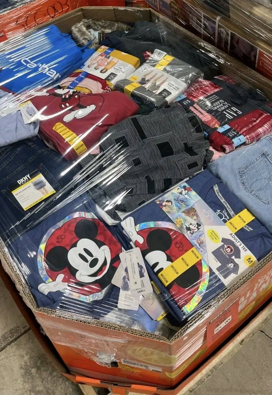 Palettes de Vêtements Multi-Marques Neufs (GAP, Adidas, Puma, CK, Disney...)