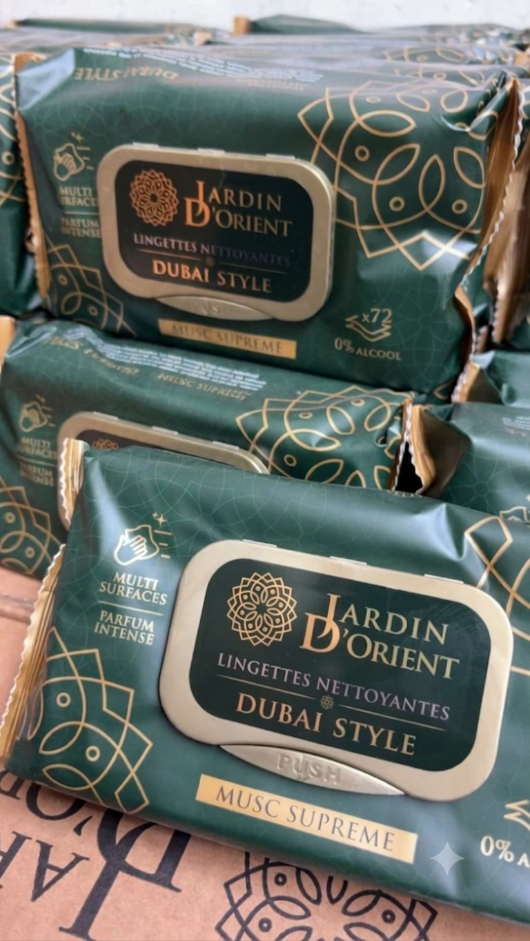 Lingettes Nettoyantes Multi-Usages Dubaï Style - Jardin d'Orient (Parfum Musc Suprême x72