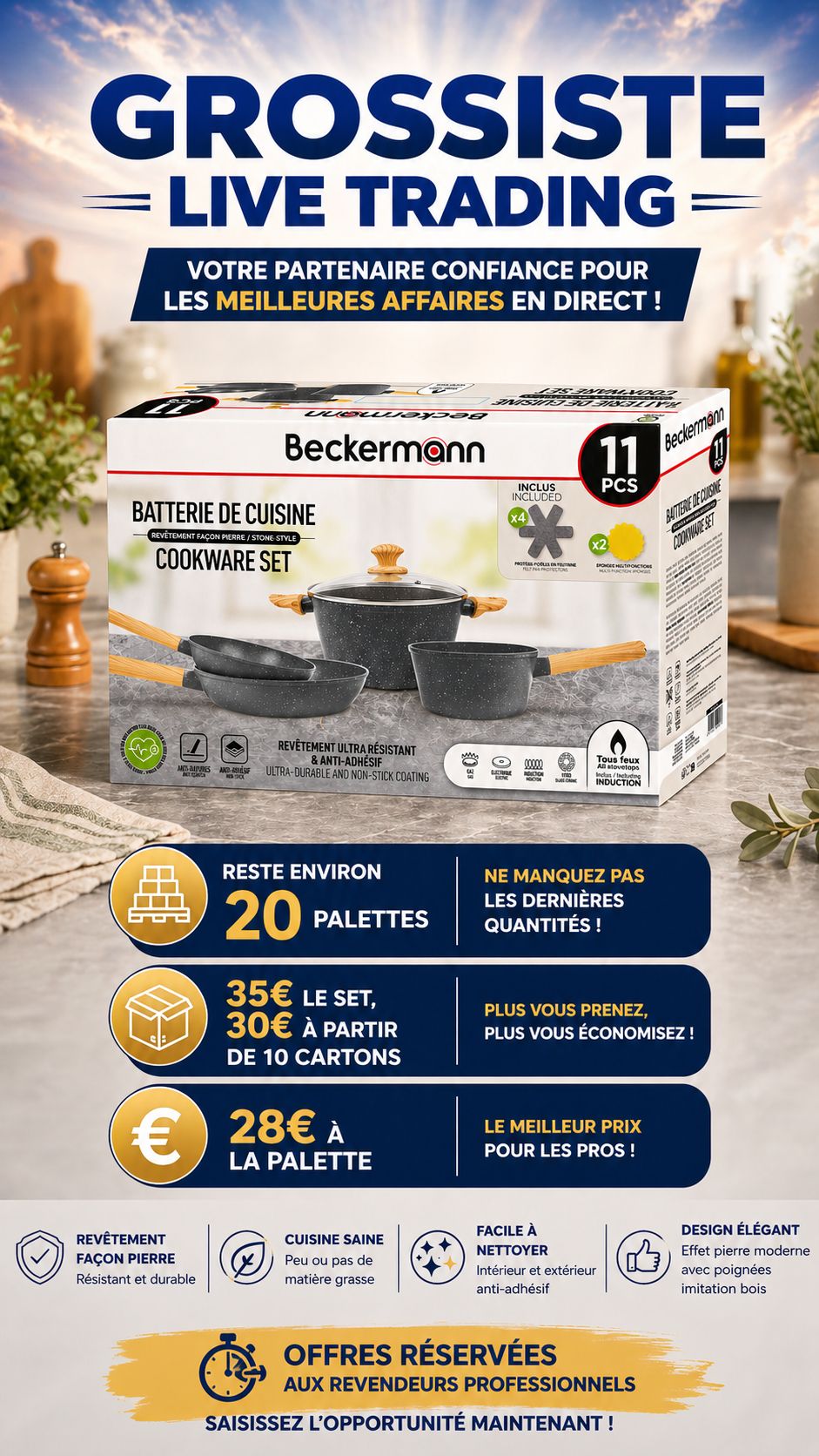 BATTERIE DE CUISINE 11 PIÈCES BECKERMANN – L'ÉLÉGANCE ET LA PERFORMANCE DANS VOTRE CUISINE