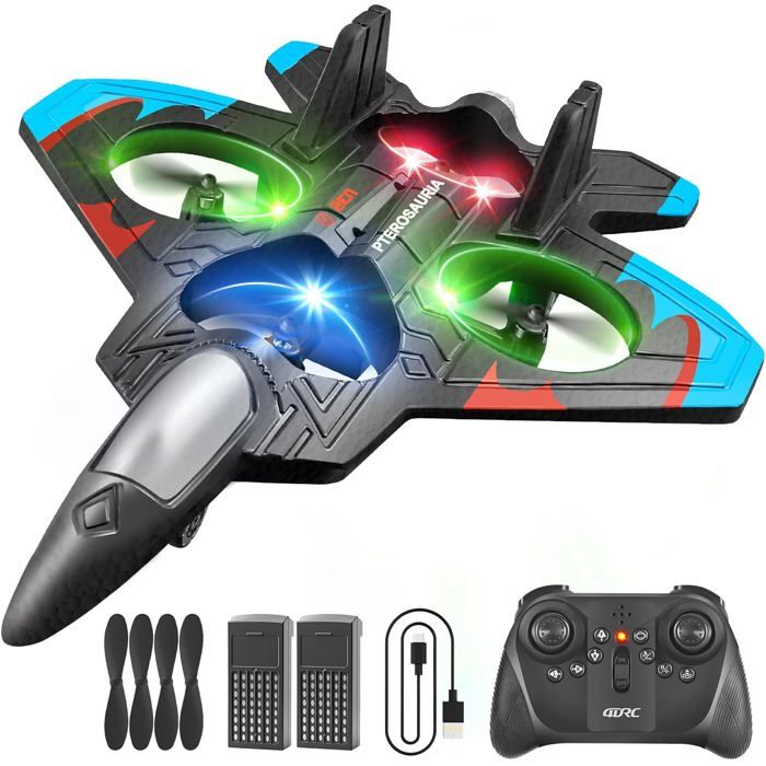 Avion télécommandé en mousse 4DRC V32 pour enfants de 8 à 16 ans, avion de chasse télécommandé avec éclairage