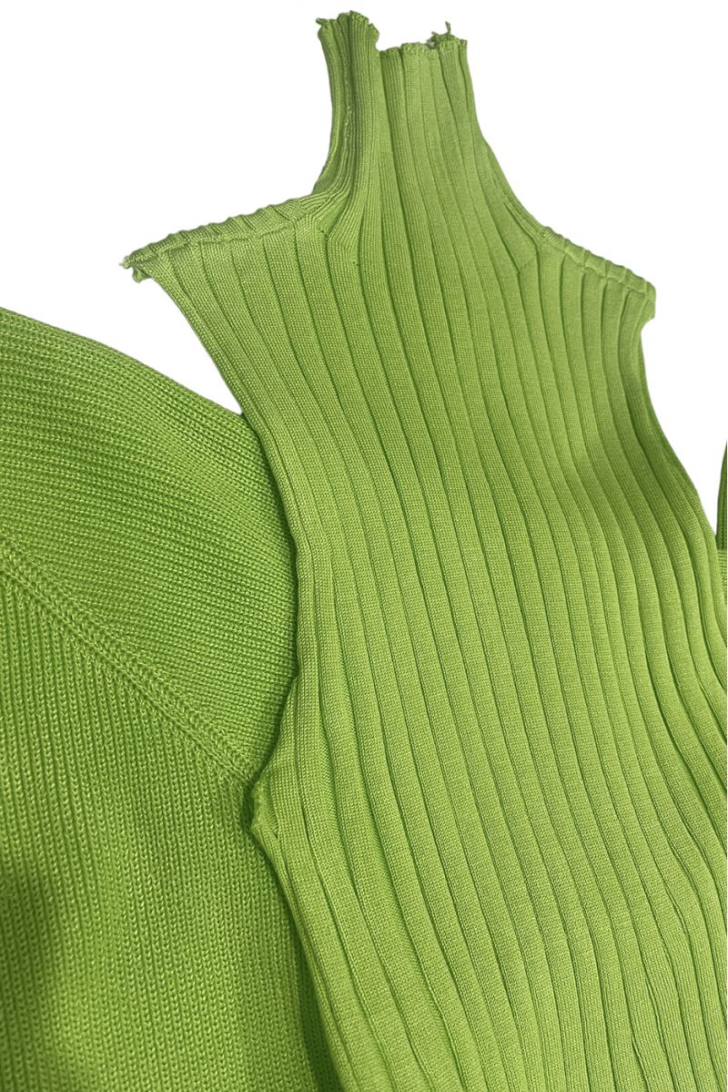 Ensemble 3 pièces gilet débardeur et pantalon palazzo anis