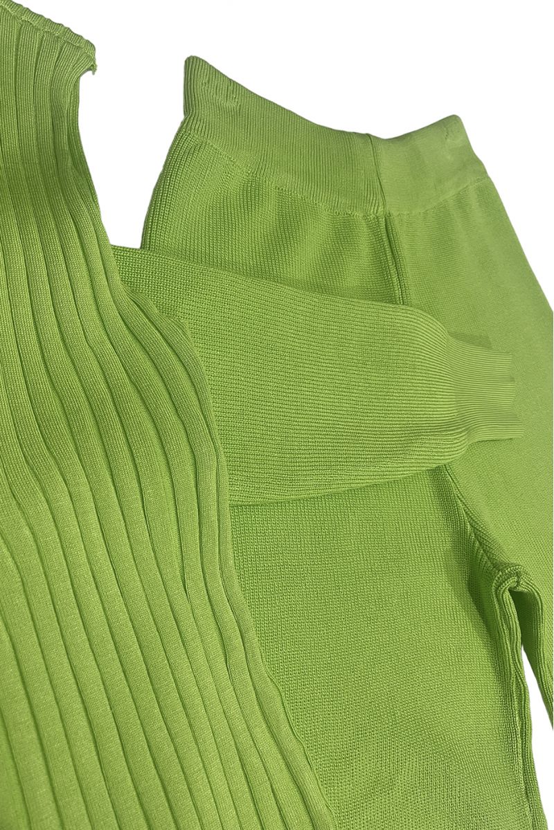 Ensemble 3 pièces gilet débardeur et pantalon palazzo anis