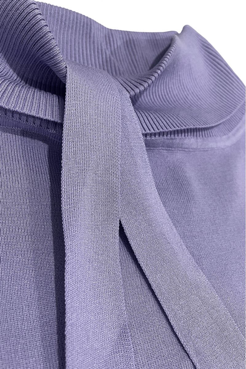 Ensemble pull col roulé tombant over size et palazzo violet