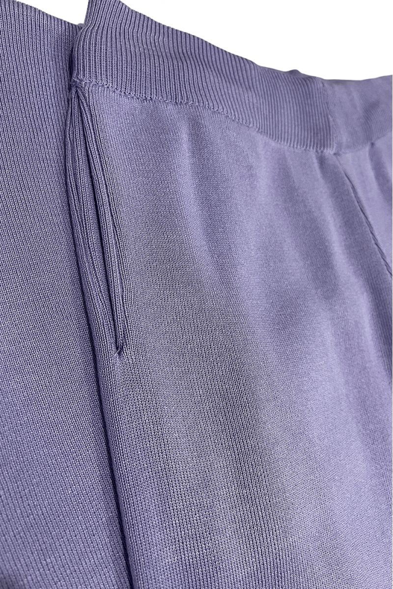 Ensemble pull col roulé tombant over size et palazzo violet