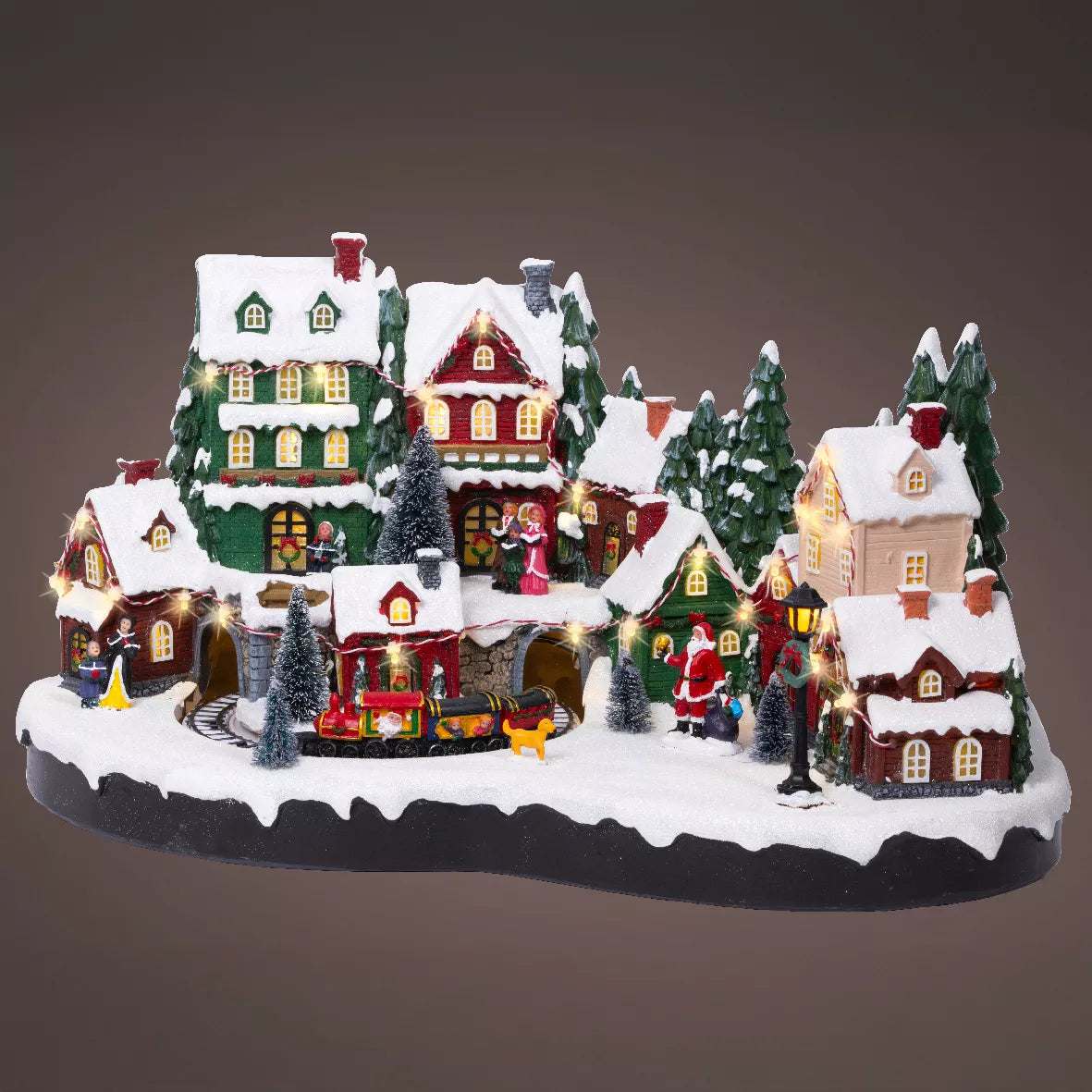 Village de Noël lumineux animé et musical Bourgade enneigée